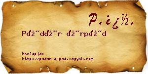 Pádár Árpád névjegykártya